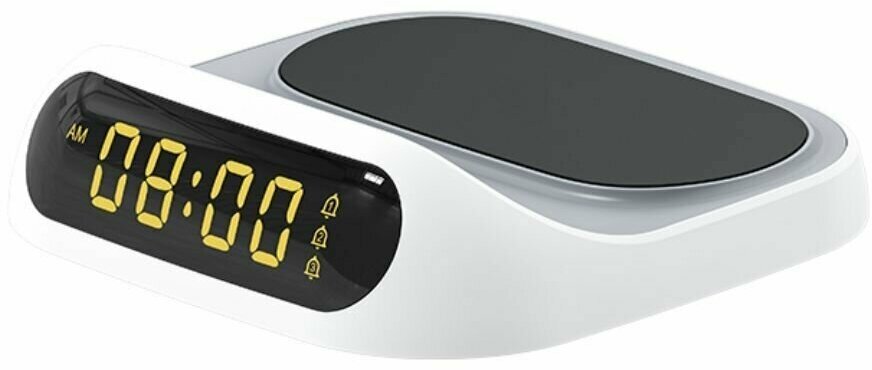 Цифровые часы с беспроводной зарядкой Recci RCW-22 Clock Wireless Charging - Белый