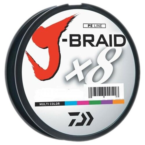 Плетеный шнур DAIWA J-Braid X8 d=0.18 мм, 150 м, 12 кг, мультиколор, 1 шт.