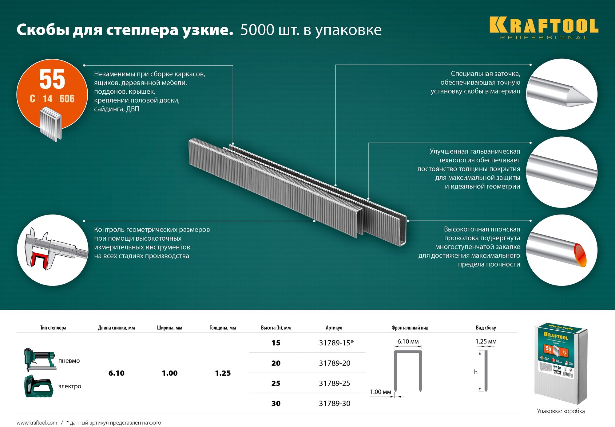 KRAFTOOL 20 мм скобы для степлера узкие тип 55, 5000 шт - фотография № 6