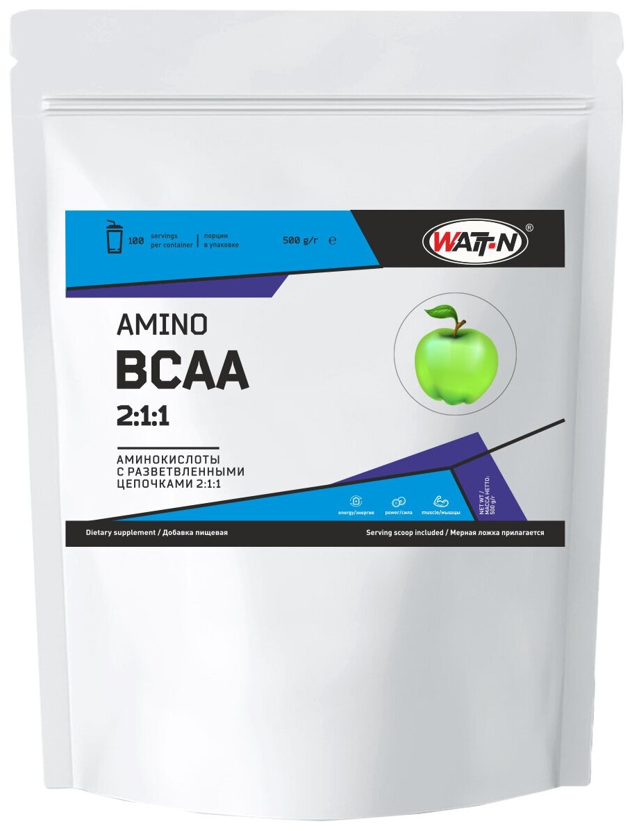 WATT NUTRITION BCAA 2:1:1 Зелёное Яблоко 500 гр.