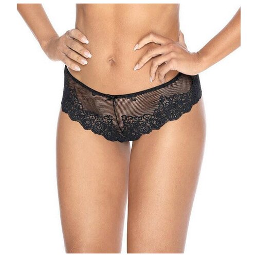 фото Mat lingerie трусы leyla бразилиана низкой посадки с кружевом, размер xl/42, черный/бежевый