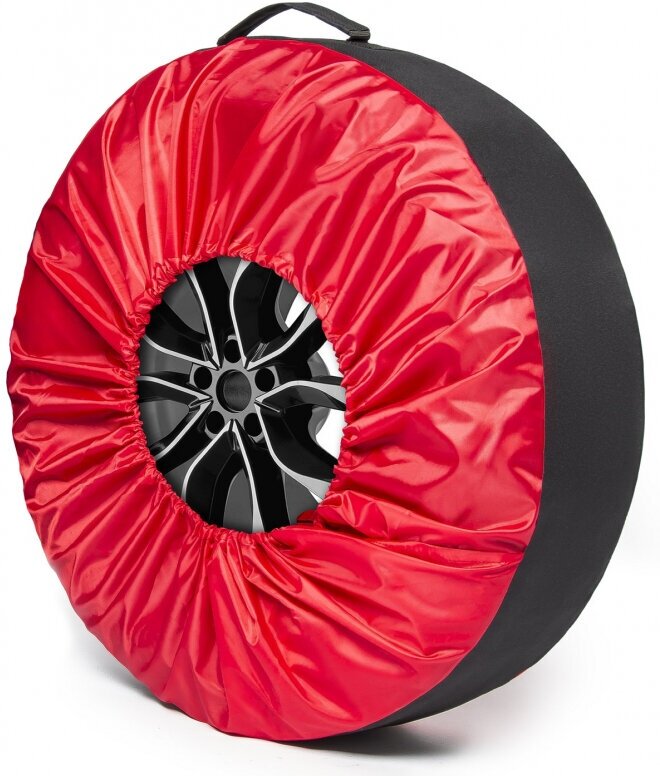Чехлы AutoFlex для хранения автомобильных колес (широкие) размером от 15” до 20” полиэстер 600D 4  цвет черный/красный 80303