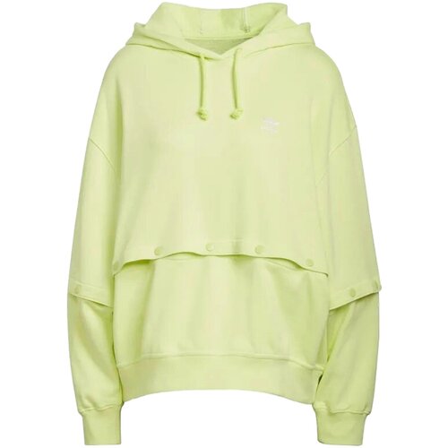 фото Худи adidas originals always original snap-button hoodie, силуэт свободный, удлиненное, без карманов, капюшон, размер 34, желтый