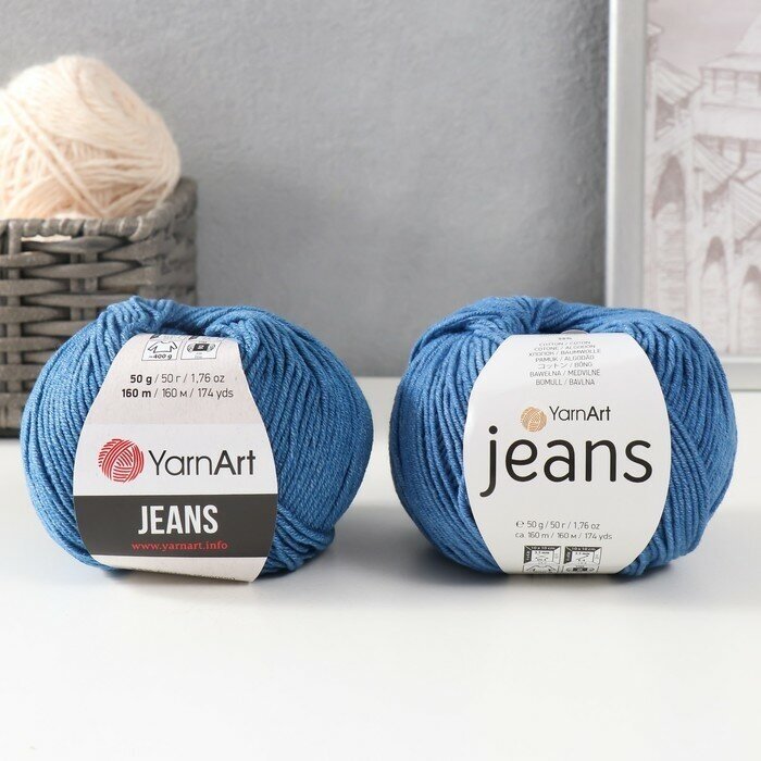 YarnArt Пряжа "Jeans" 55% хлопок, 45% акрил 160м/50гр (17 синий)