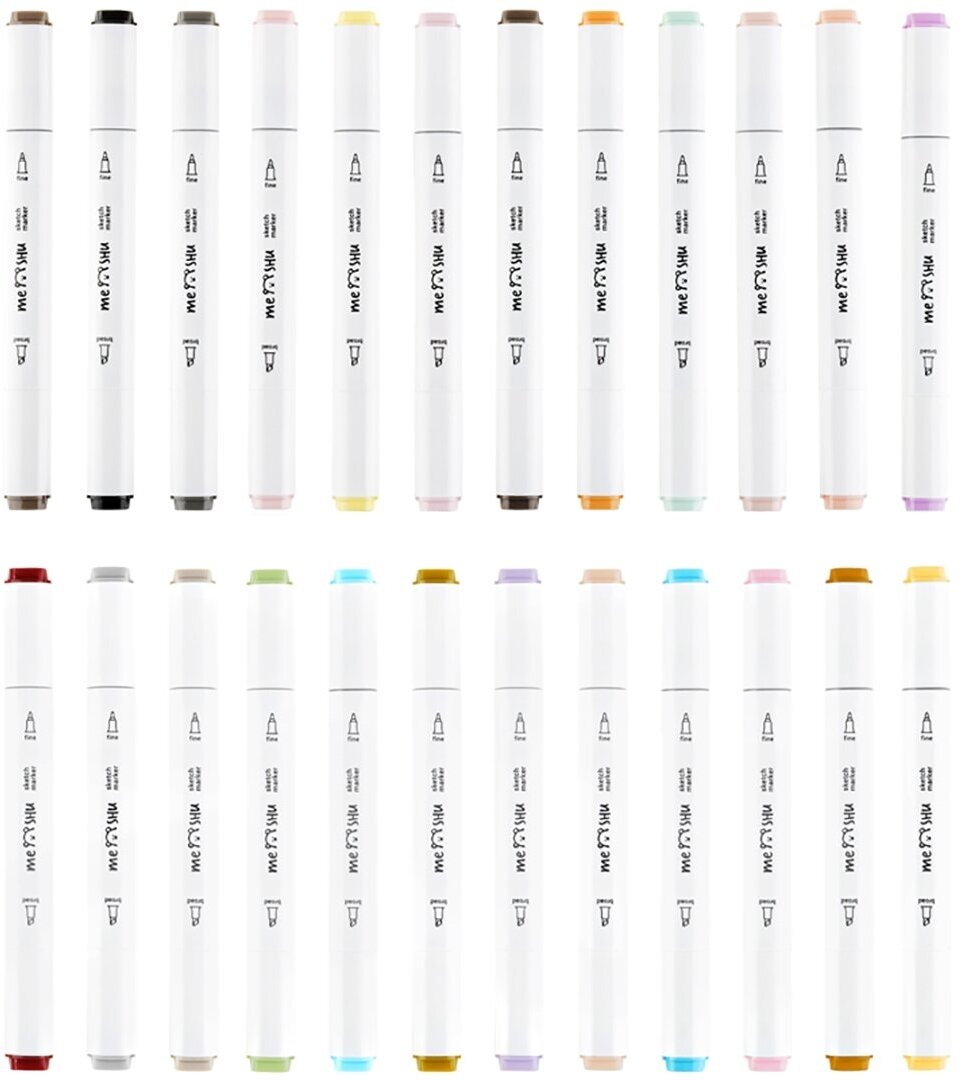 Набор маркеров для скетчинга, 24 цвета, пастельные цвета Meshu - фото №9
