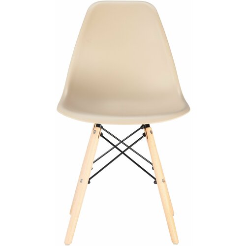 Стул для кухни гостиной столовой EAMES DSW, пластик, бежевый, 1 шт