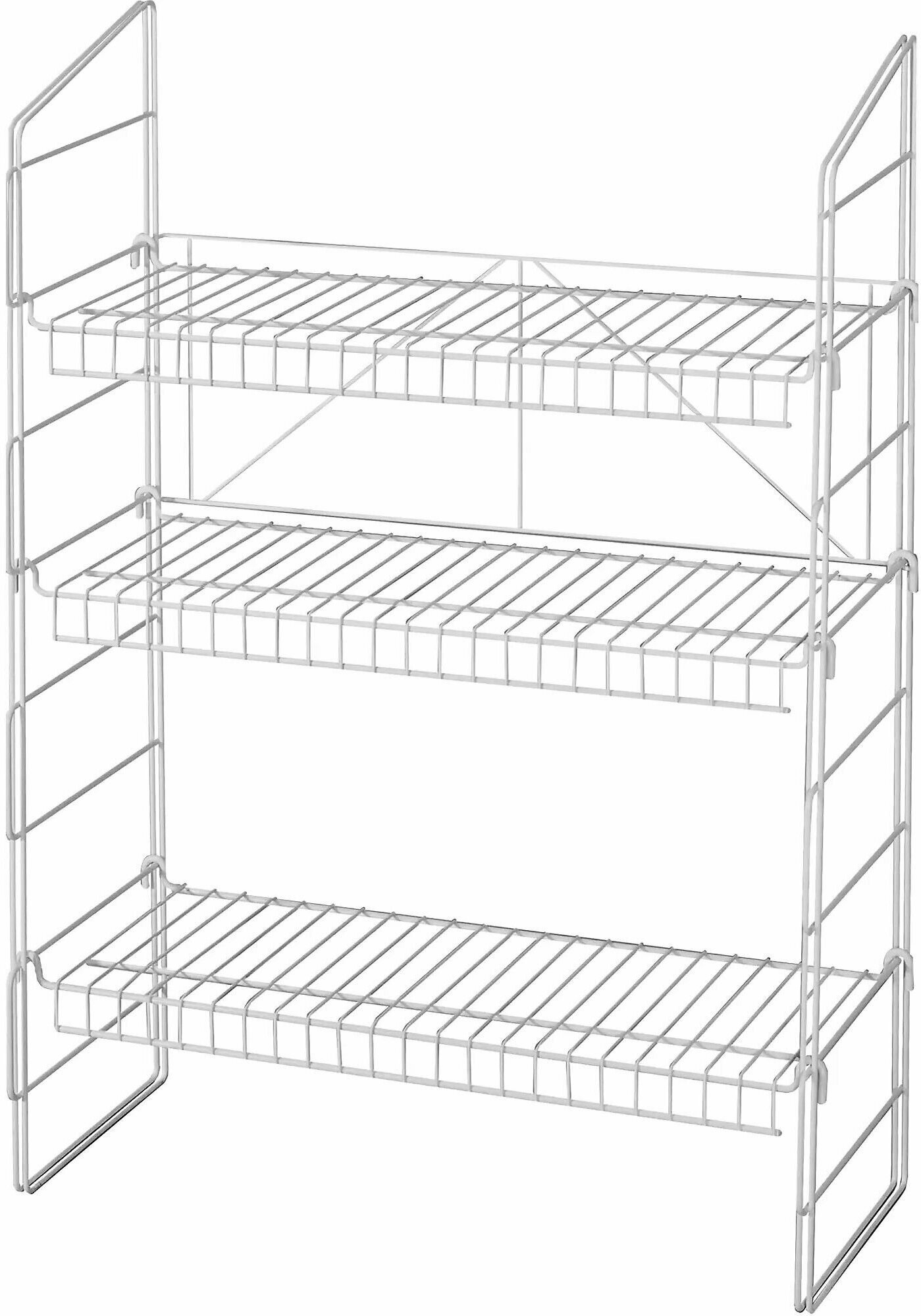 Стеллаж для рассады, 3 полки, 62x91x26 см, окрашенная сталь, цвет белый, можно использовать и для хранения банок, заготовок или как поставку для цветов