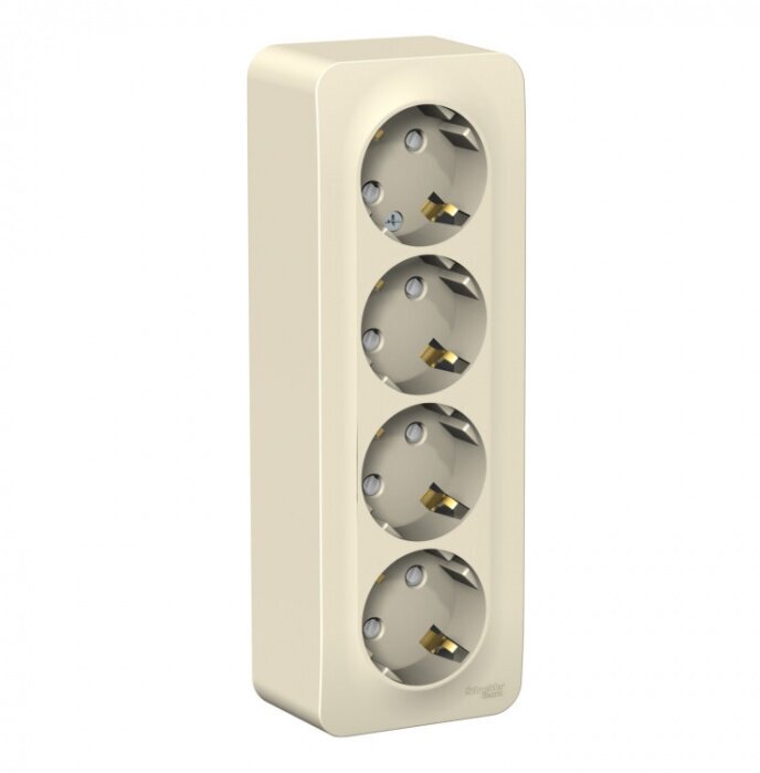 фото Розетка наружная 4-ая с/з 16A Schneider Electric Blanca BLNRA011412 Молочная