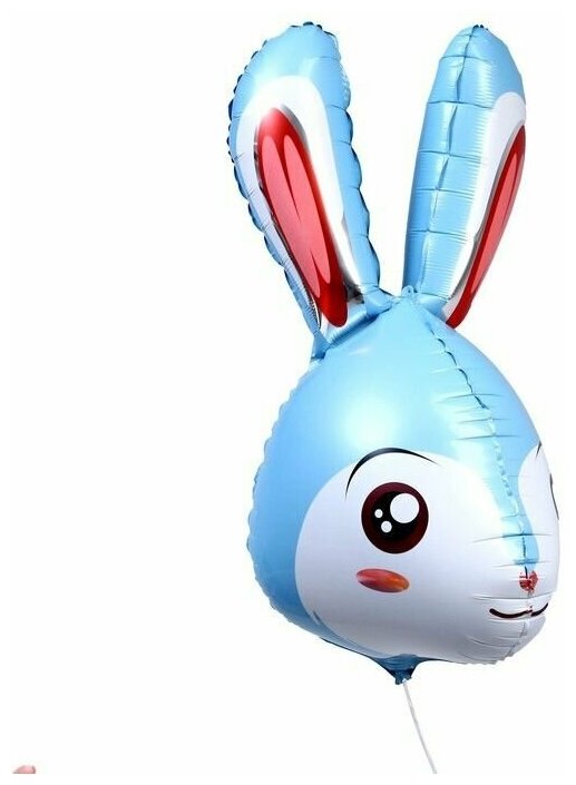 Воздушный шарик, фольгированный 23" "Голова кролика", цвет голубой
