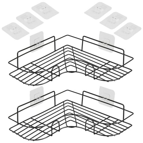 Угловая полка для ванны и кухни , комплект 2 шт черная