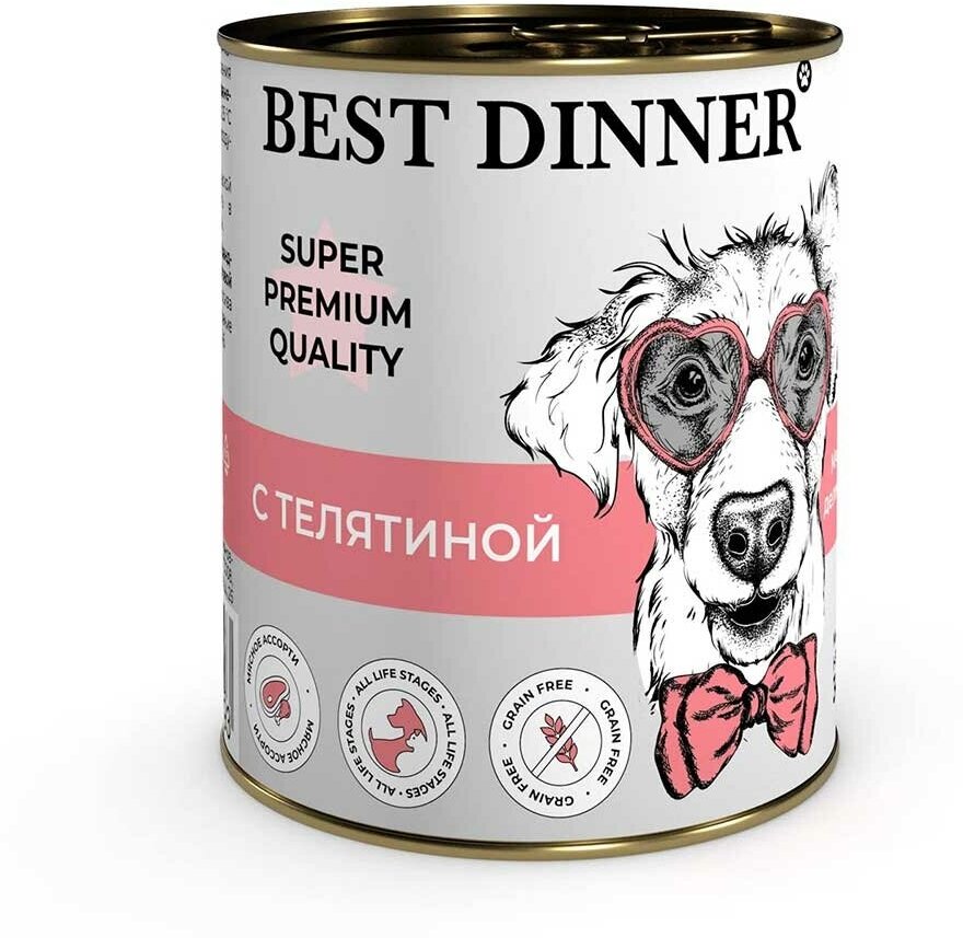 Консервы Best Dinner для щенков телятина super premium 340г 7615