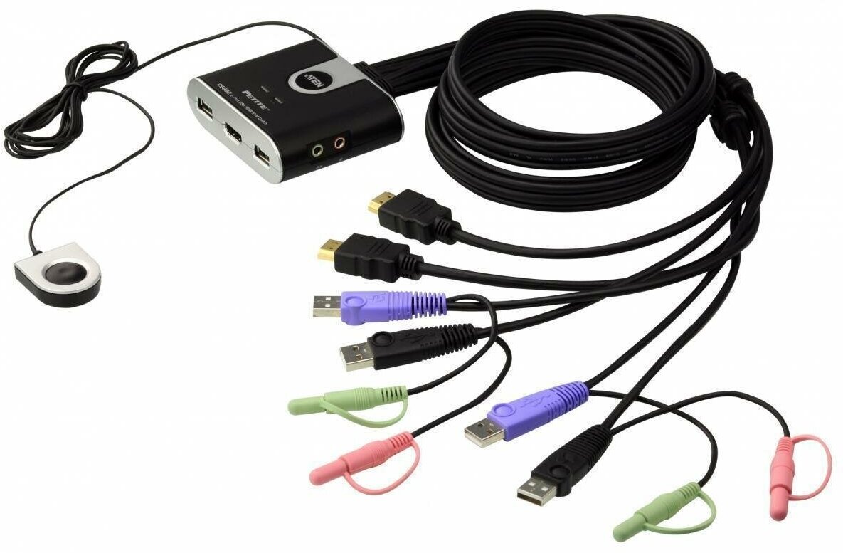 KVM переключатель ATEN CS692 / CS692-AT, 2-портовый USB, HDMI, аудио кабельный KVM комм. ATEN CS692-AT