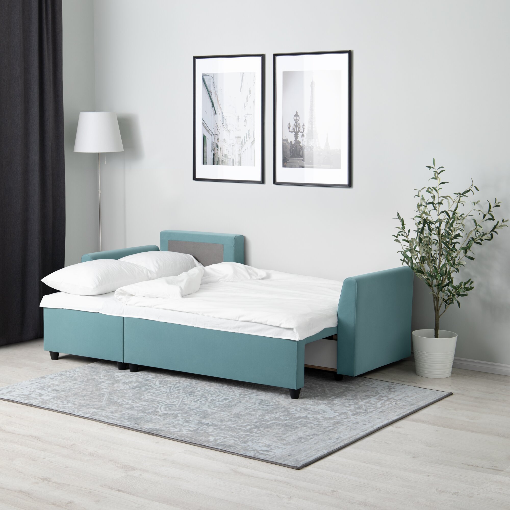 Сонго угловой диван-кровать бирюзовый 3-местный, ткань велюр, 130х82х97 см. - фотография № 4