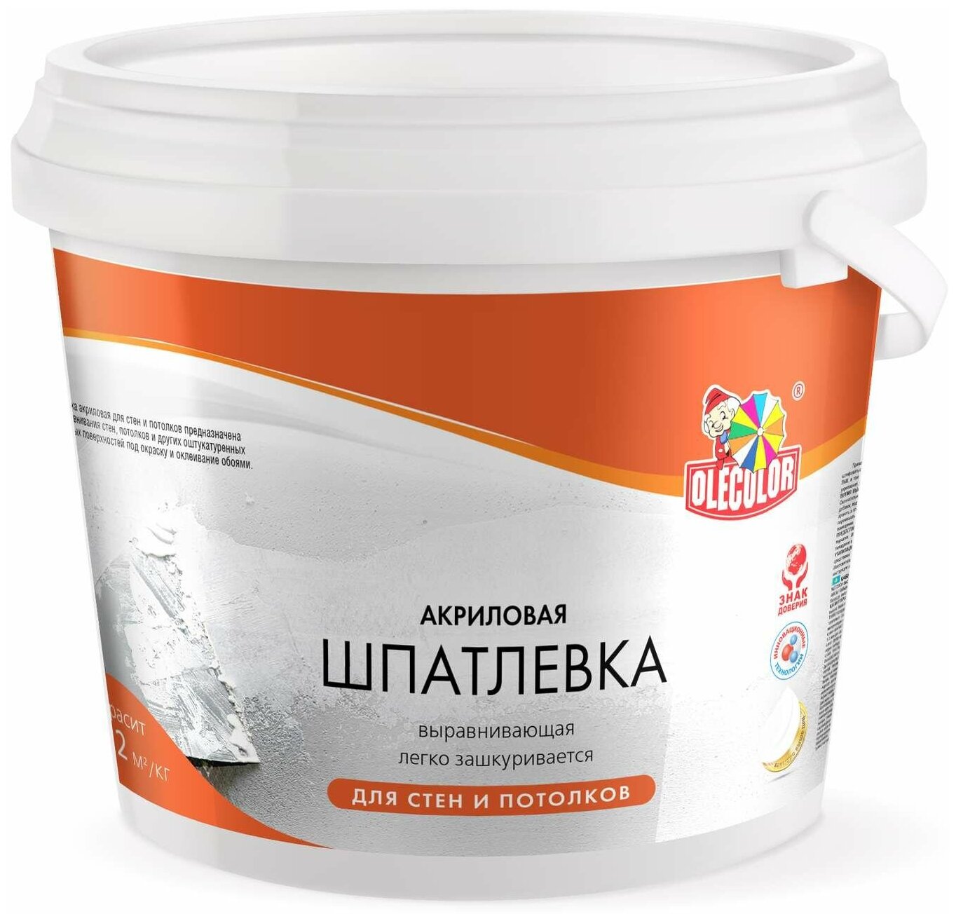 Акриловая шпатлевка для стен и потолков OLECOLOR 3.5 кг 4300000137 - фотография № 2