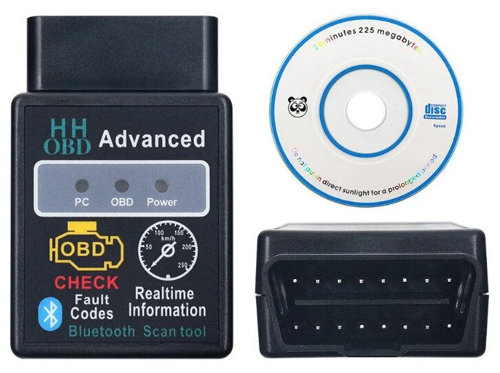 Автосканер ELM 327 OBD II (ОБД 2) / Автомобильный диагностический сканер ELM327 Bluetooth OBD2 ver. 1.5 / HH OBD Advanced