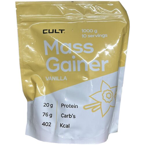 Гейнер Cult 100% Pure Mass Gainer - 1000 грамм, ваниль углеводно белковая смесь power pro gainer 10 1000 г