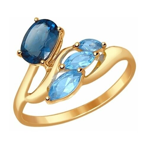 фото Золотое кольцо sokolov 714533 с топазом, миксом камней и лондон топазом diamant-online