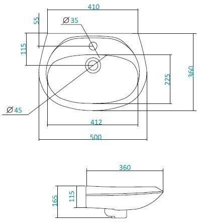 Раковина для ванной Santek бриз Умывальник 50см (WH110451)