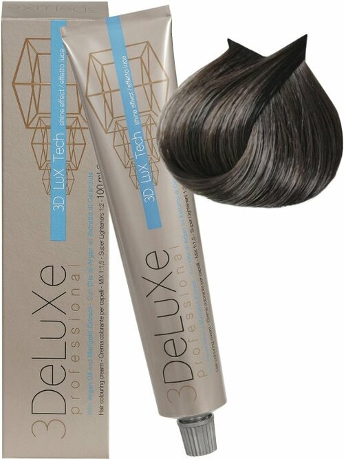 3Deluxe крем-краска для волос 3D Lux Tech, 6.1 темный блондин пепельный, 100 мл