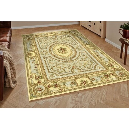 Ковер на пол в гостиную в спальню 135х195 см светлый бежевый восточный классический ворс 6 мм 152820 KoverVDom