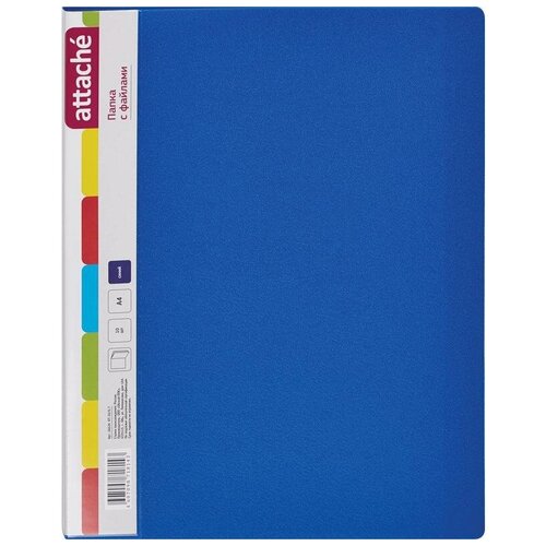 Папка файловая на 10 файлов Attache синяя папка файловая 20 файлов карман кор attache economy элемент а4 500мкм син