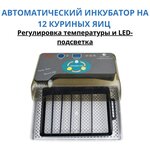 Автоматический инкубатор, 12 яиц (регулировка температуры и led-подсветка яиц) - изображение