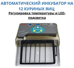 Фото Автоматический инкубатор, 12 яиц (регулировка температуры и led-подсветка яиц)