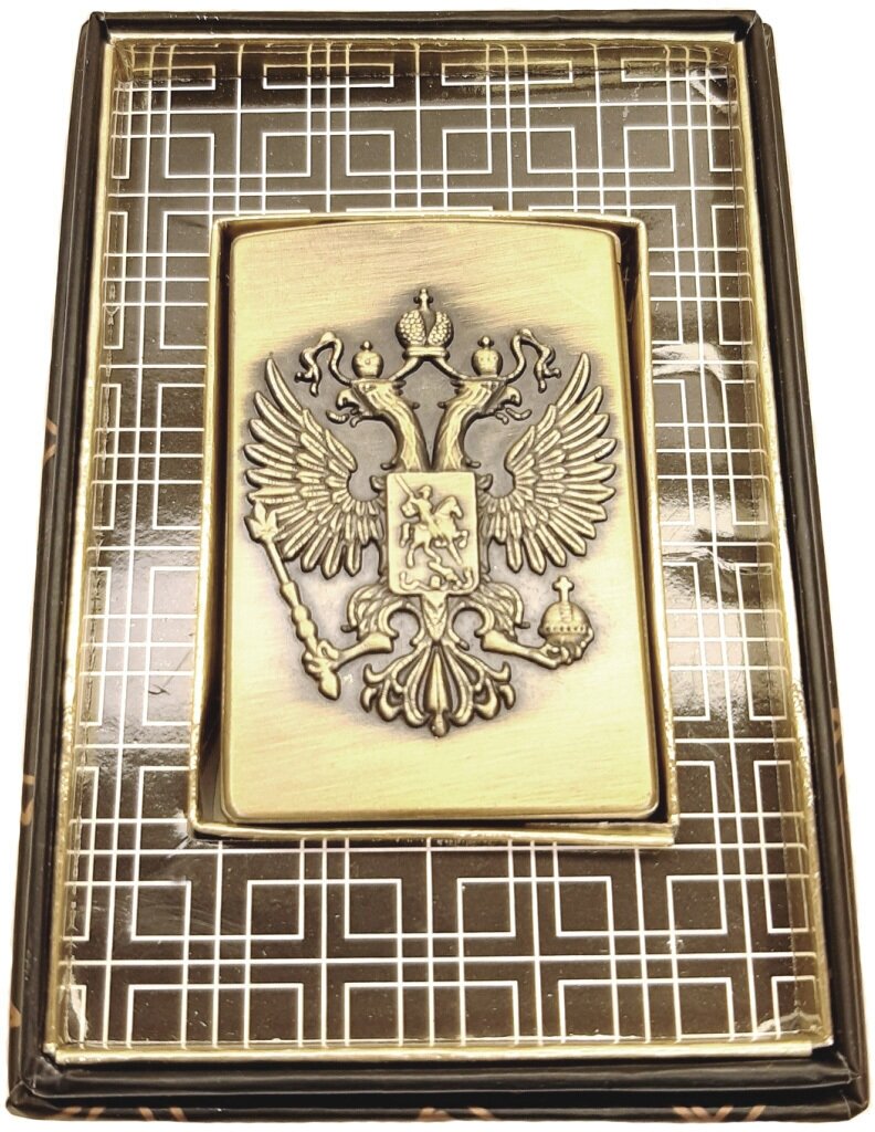 Зажигалка Россия подарочная, цвет бронза - фотография № 2