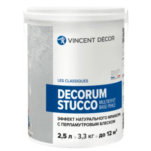 Декоративное покрытие Vincent Decor Decorum Stucco Multieffet Base Perle, белый, 2.5 кг, 2.5 л