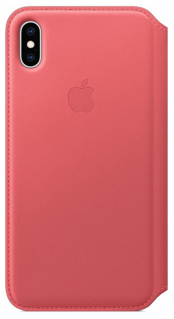 Apple Кожаный чехол-книжка Apple Leather Folio Case Peony Pink для iPhone XS Max розовый пион MRX62ZM/A