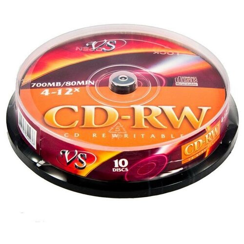 Носители информации CD-RW, 4x-12x, VS, Cake/10, VSCDRWCB1001