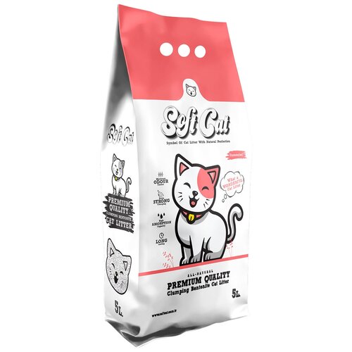 ​​​​​​Наполнитель для кошек Soft Cat, комкующийся без запаха 5 л