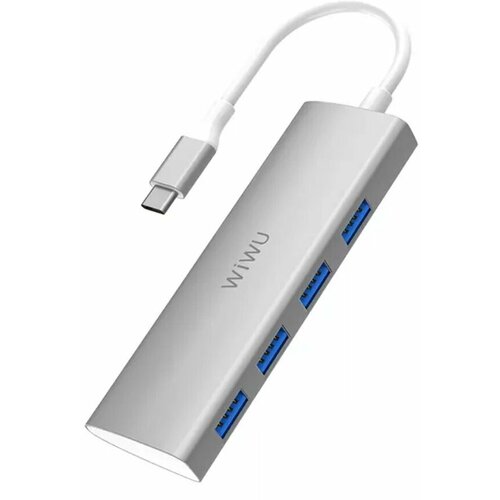 Хаб WiWU Alpha 440 Type-C to 4 x USB 3.0 Silver