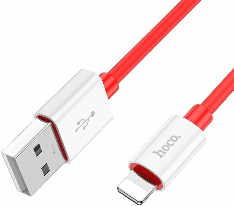 Hoco Кабель для заряядки телефона iPhone USB-A-Lightning 1 метр, красный