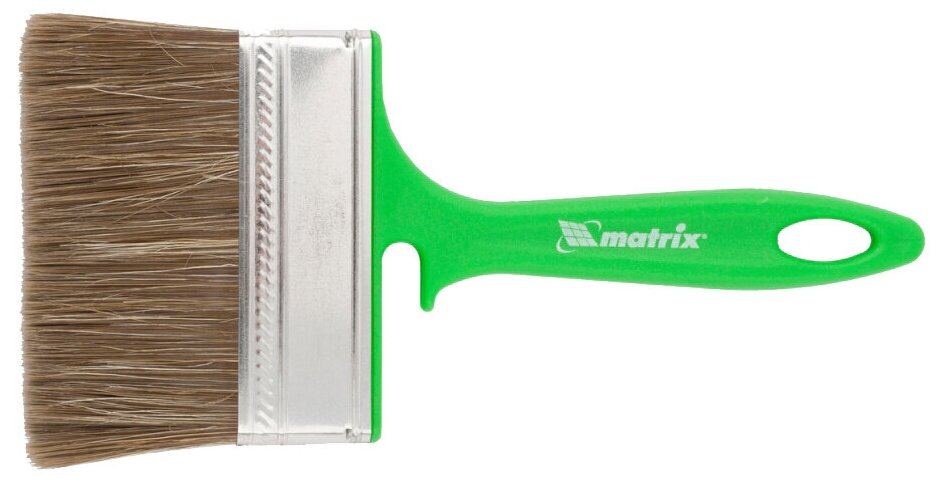 Кисть плоская 100 мм, смешанная щетина, пластиковая ручка, для работ по дереву, MATRIX, 83376