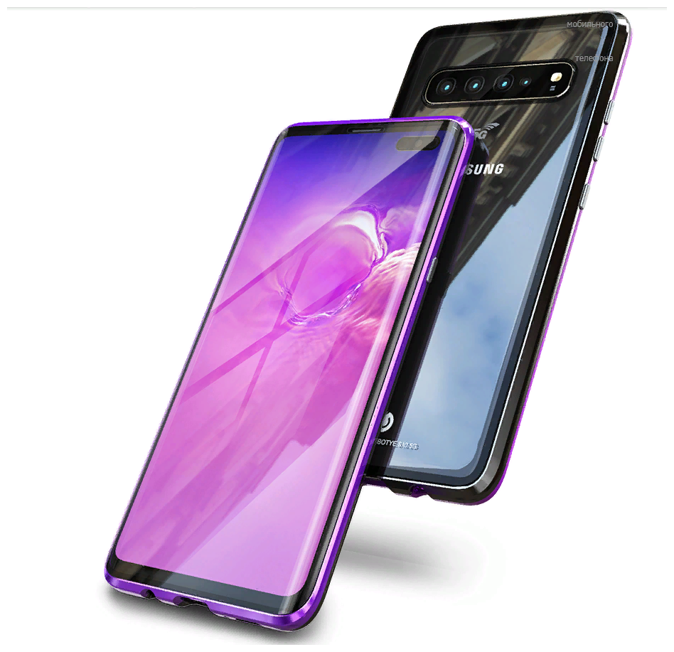 Чехол-бампер MyPads для Samsung Galaxy S10+ Plus SM-G975F магнитный из закаленного стекла и металла с двухсторонней прозрачной крышкой металличес.