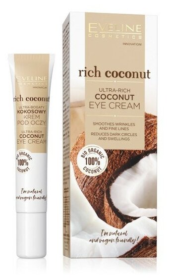 Крем для кожи вокруг глаз Eveline Rich Coconut, Богатый питательный кокосовый, 20 мл