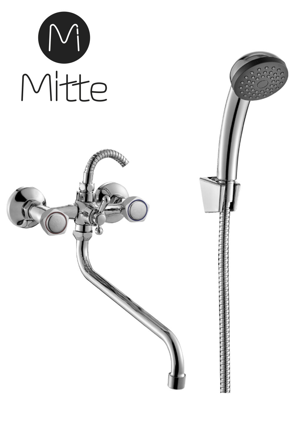 Смеситель для ванны с длинным изливом и душевым комплектом Mitte OLDIE OLD01B