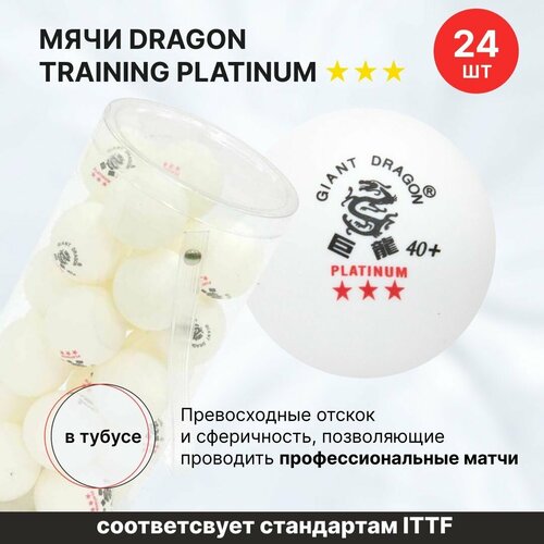 Мячи для настольного тенниса Dragon Training Platinum 3* New 24 шт, в тубусе / шарики для настольного тенниса / шарики для пинг понга мячи шарики для настольного тенниса estafit 3 шт мультицветные