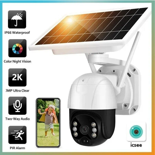 Уличная беспроводная поворотная 4G PTZ камера видеонаблюдения с солнечной батареей IP66 датчик движение 679700₽