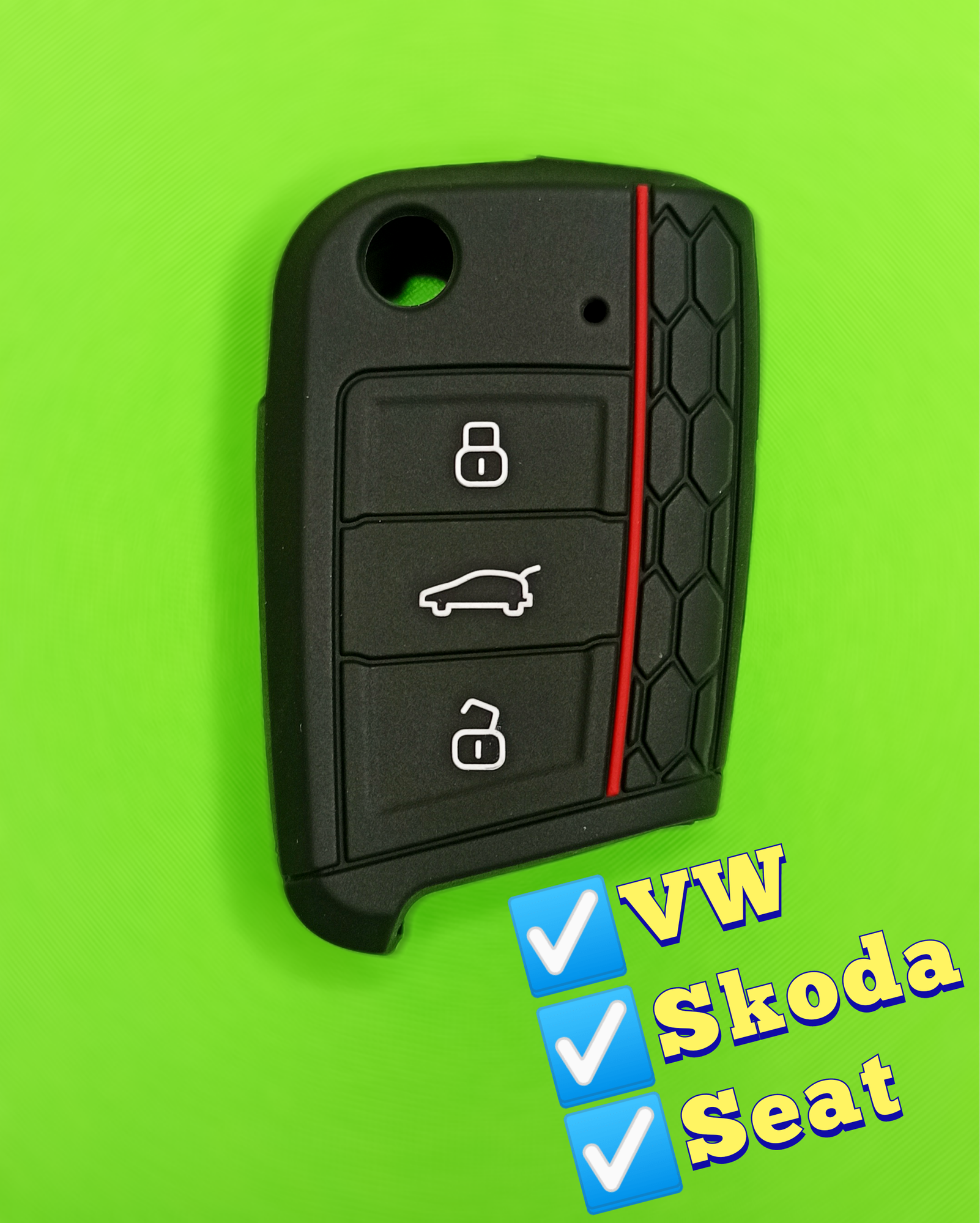 Чехол ключа Фольксваген Шкода Сеат (Volkswagen VW Skoda Seat) силиконовый черный.