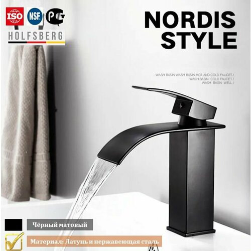 Смеситель для раковины черный водопад HOLFSBERG 3750₽