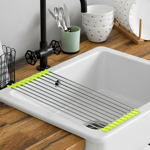 Сушилка для посуды, фруктов и овощей металлическая с зелеными краями
