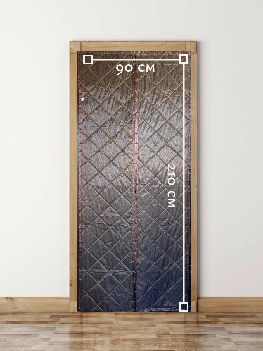 Теплая штора на дверь на магнитах и липучке, 1 полотно, 210х90, коричневый — фото 1