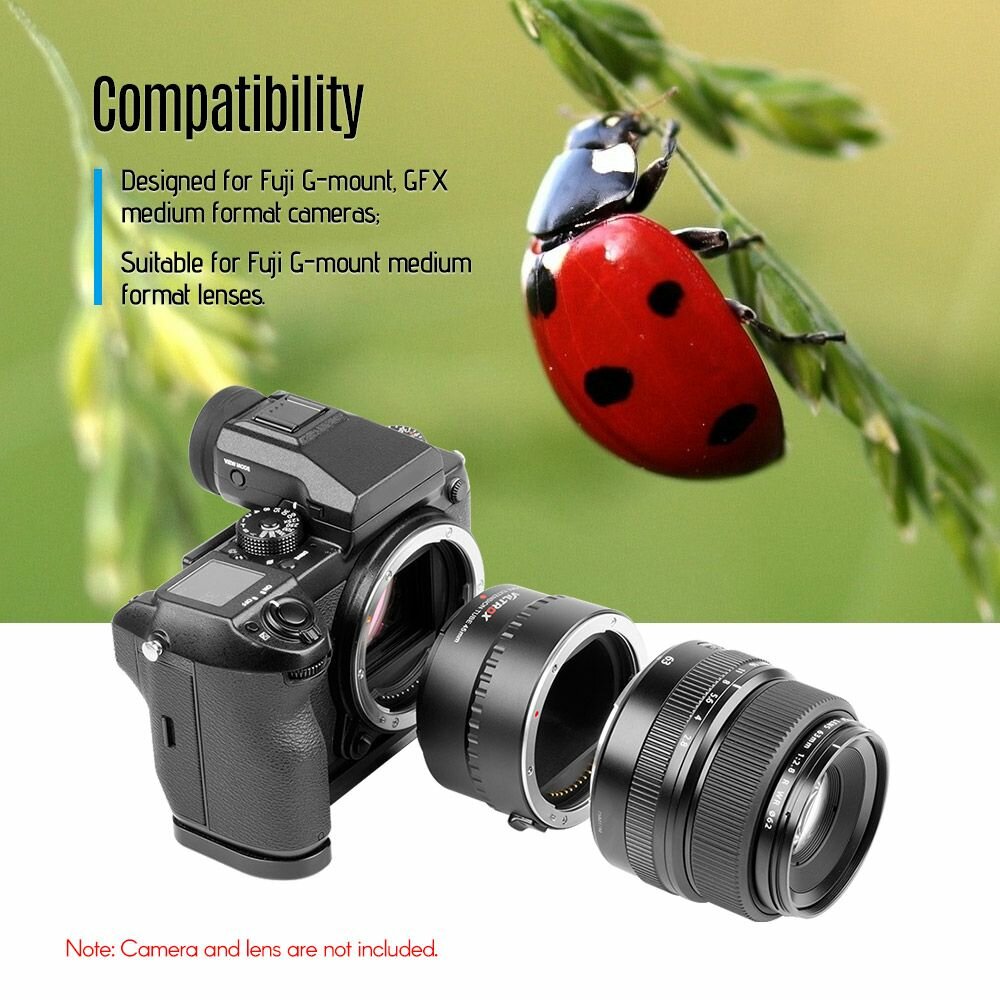 Удлинительная трубка Viltrox DG-GFX 45mm для Fuji G-mount, автофокус, металл, совместимость с GFX среднеформатными камерами