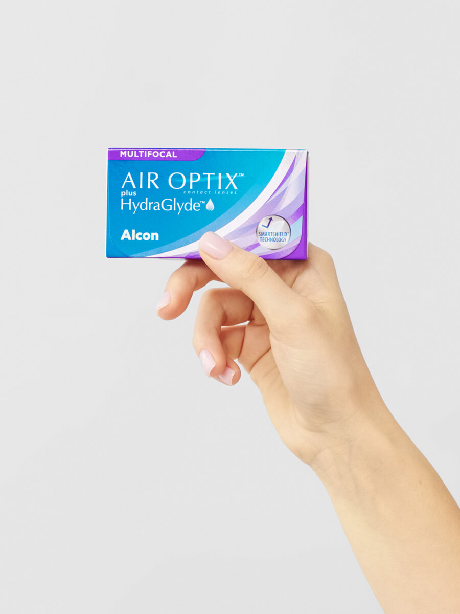 Alcon Air Optix Plus HydraGlyde multifocal (3 линзы), 8.6, -4.00, MED (средняя) — фото 1
