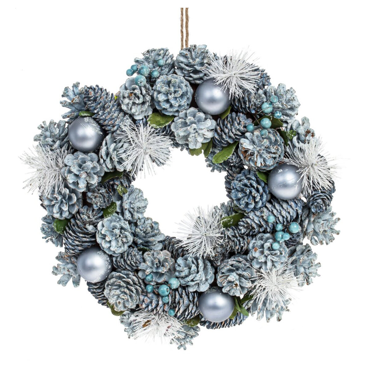 781755 Изделие декоративное Венок 8.5 см 35 см Голубой Серый