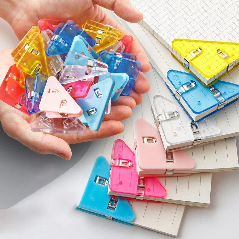 Пластиковые треугольные зажимы для бумаги 10 шт, 10pcs mixed color