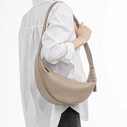 Сумка хобо MONOMOUNT, фактура зернистая, бежевый