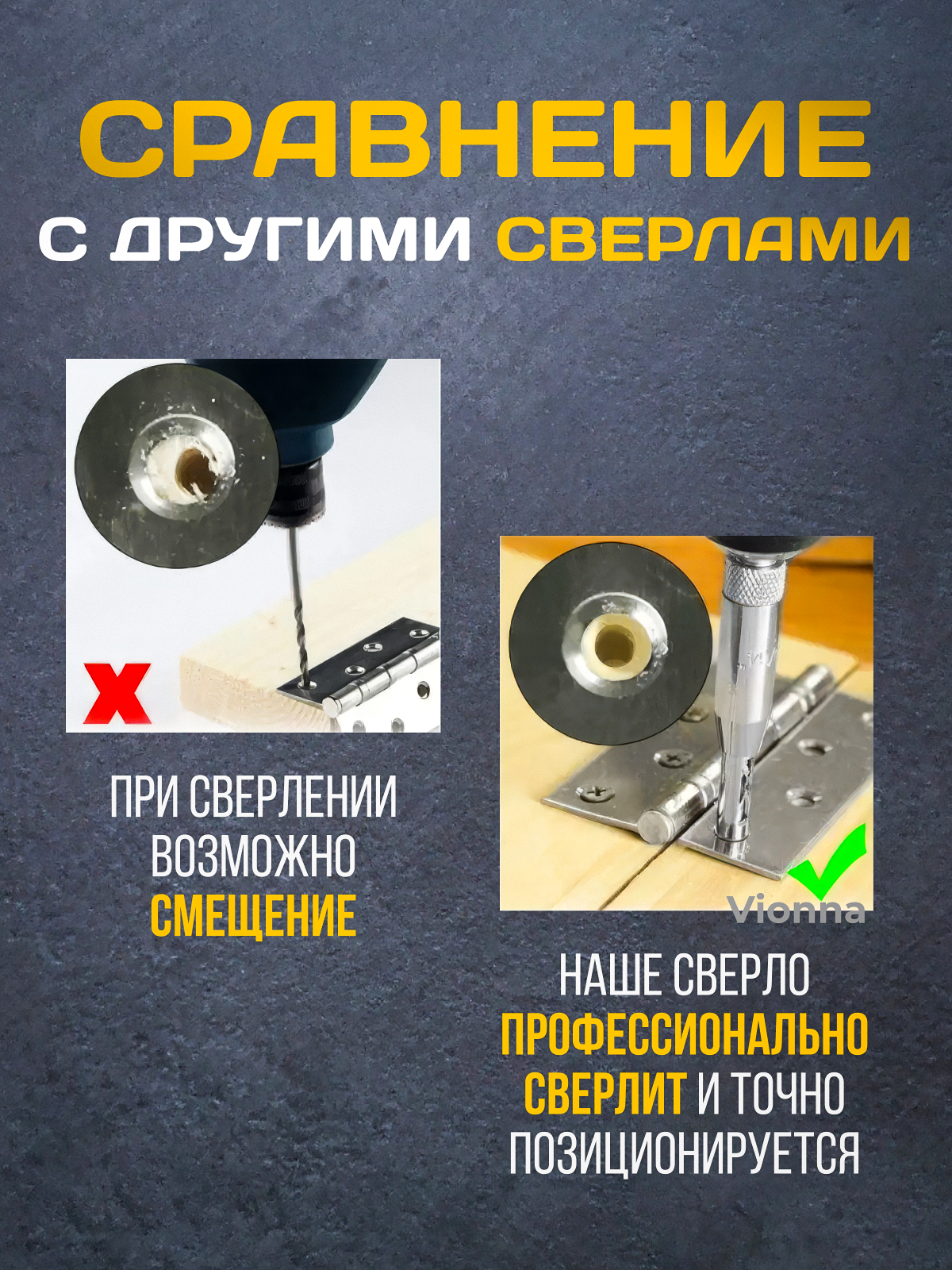 Набор инструментов сверла по дереву (4 штуки). Набор самоцентрирующихся сверл по дереву для мебельных, дверных и оконных петель с шестигранным хвостовиком для шуруповерта и дрели — фото 1